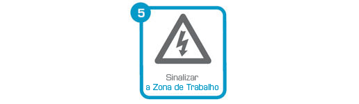 Proteger contra os elementos próximos sob tensão e estabelecer uma sinalização de segurança para delimitar a zona de trabalho