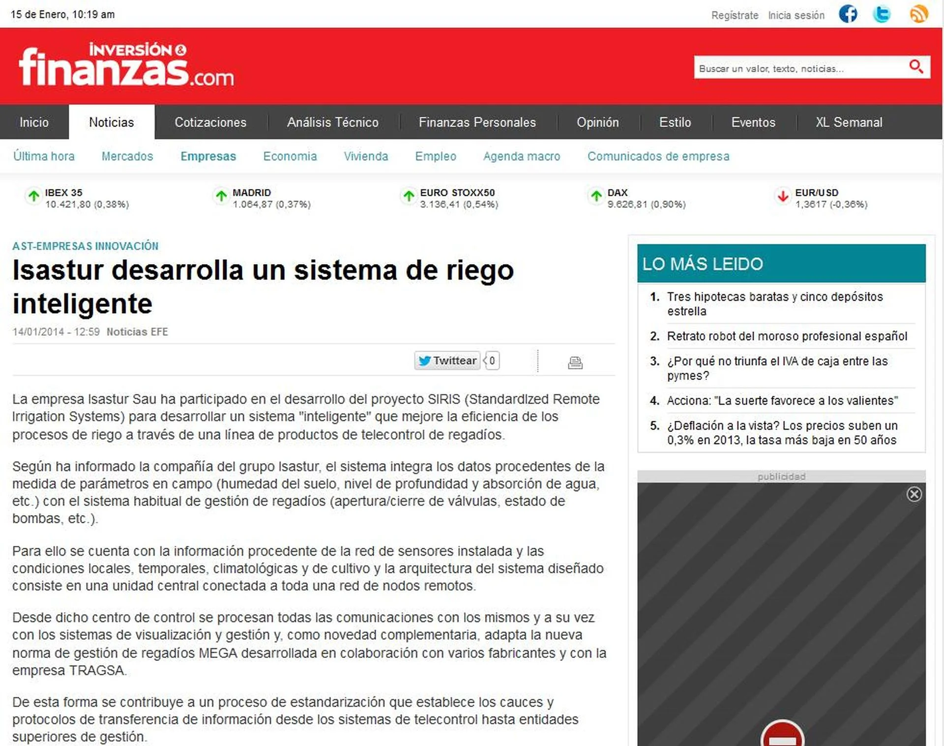 El Grupo ISASTUR participa en un proyecto de desarrollo de nuevos sistemas de monitorización para regadíos