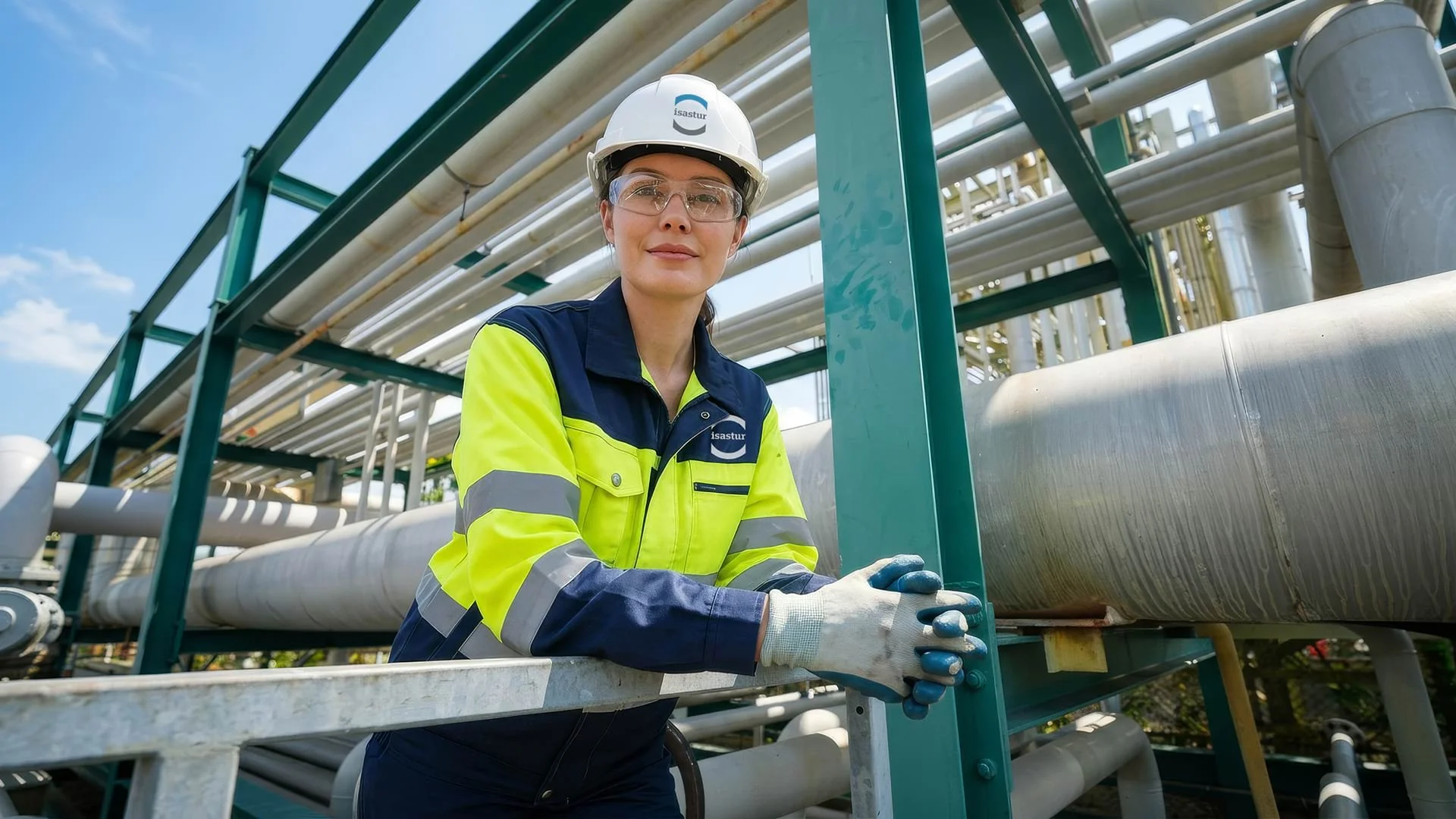 Trabajadora de ISASTUR en una instalación industrial